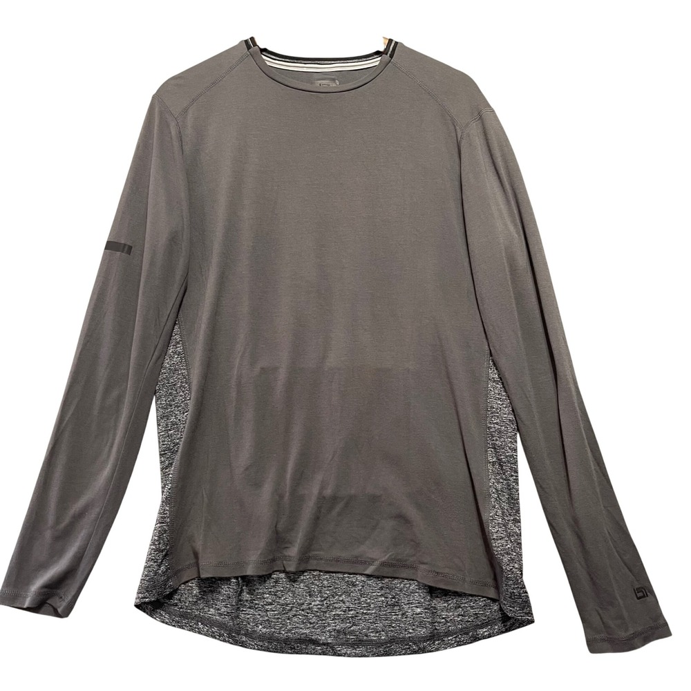 Blanc Noir Long Sleeve Top Mens M‎ Grey Activewear Pocket Reflective Running
